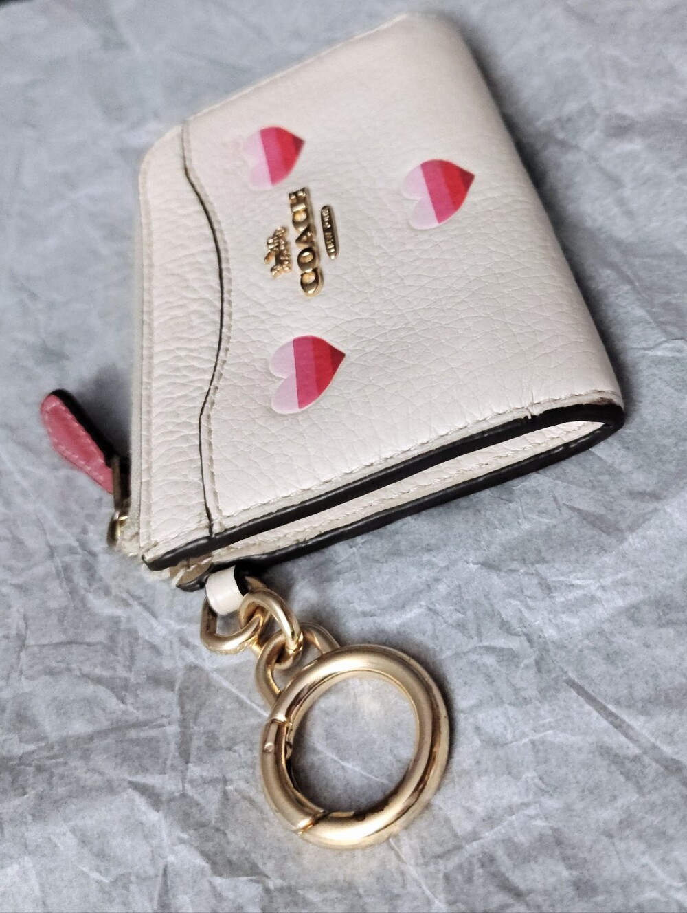 Coach Hearts Card Holder Coin Purse Keychain - Picture 5 of 7